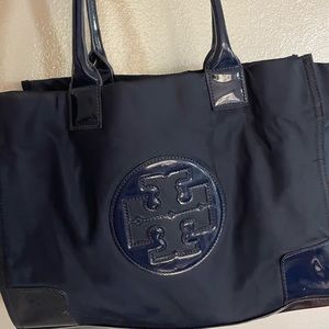 Tory Burch Navy Blue Ella Tote Bag